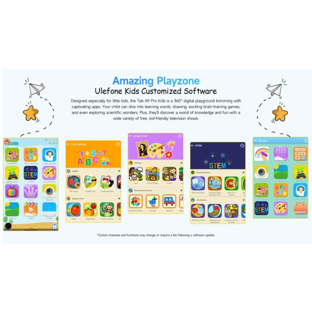 ULEFONE tablet Tab A9 Pro Kids, 8.68", 4/128GB, 4G, Android 15, 5040mAh, μπλε