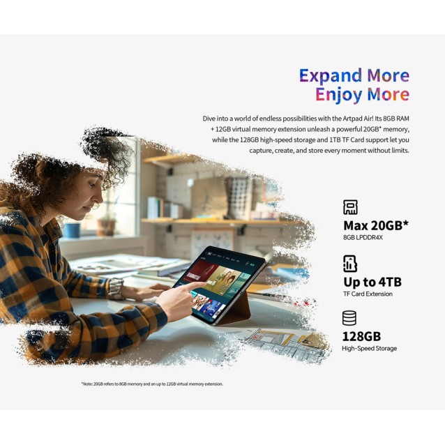 TECLAST tablet ArtPad Air, 11", 8/128GB, 4G, Android 15, 8000mAh, γκρι