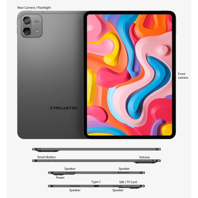 TECLAST tablet ArtPad Air, 11", 8/128GB, 4G, Android 15, 8000mAh, γκρι