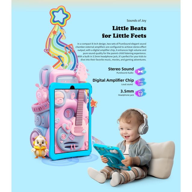 TECLAST tablet P85 Kids, 8", 3/64GB, Android 15, 5000mAh, ροζ