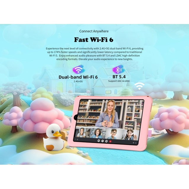 TECLAST tablet P85 Kids, 8", 3/64GB, Android 15, 5000mAh, ροζ