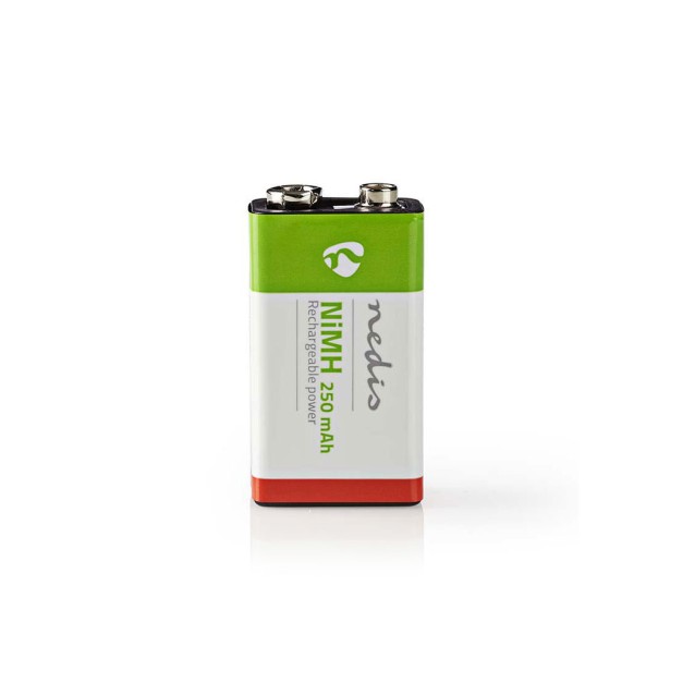 Επαναφορτιζόμενη μπαταρία 9V NiMH 250mAH, σε blister 1 μπαταρίας.