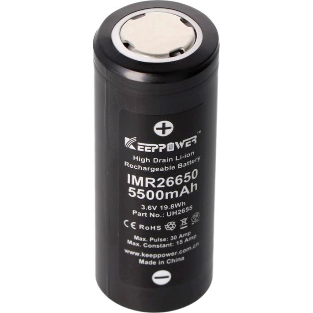 KEEPPOWER ΜΠΑΤΑΡΙΑ ΛΙΘΙΟΥ ΧΩΡΙΣ ΠΡΟΣΤΑΣΙΑ 26650-5200mAh