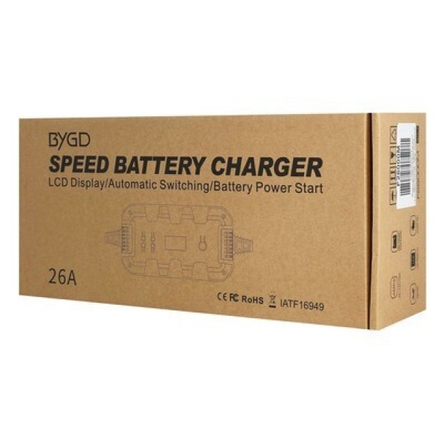 BYGD φορτιστής & συντηρητής μπαταρίας αυτοκινήτου F26000M με οθόνη, 6V/8-24A 12V/4-26A 24V/2-13A