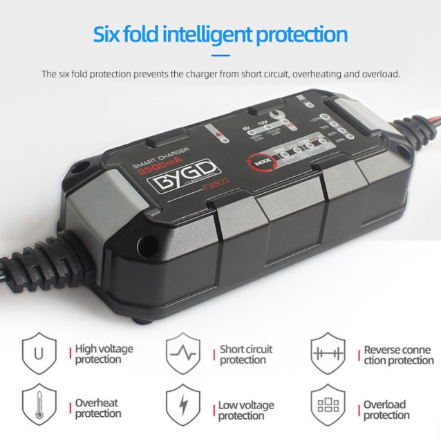 BYGD φορτιστής & συντηρητής μπαταρίας αυτοκινήτου F3500, 6-12V/3.5A