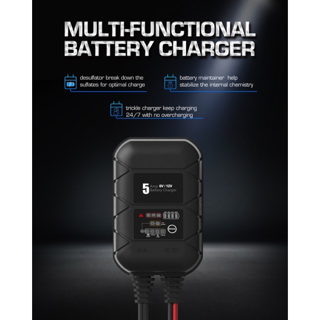 BYGD φορτιστής & συντηρητής μπαταρίας αυτοκινήτου S5000, 6V/2A 12V/5A
