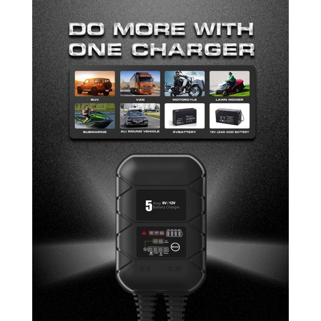 BYGD φορτιστής & συντηρητής μπαταρίας αυτοκινήτου S5000, 6V/2A 12V/5A