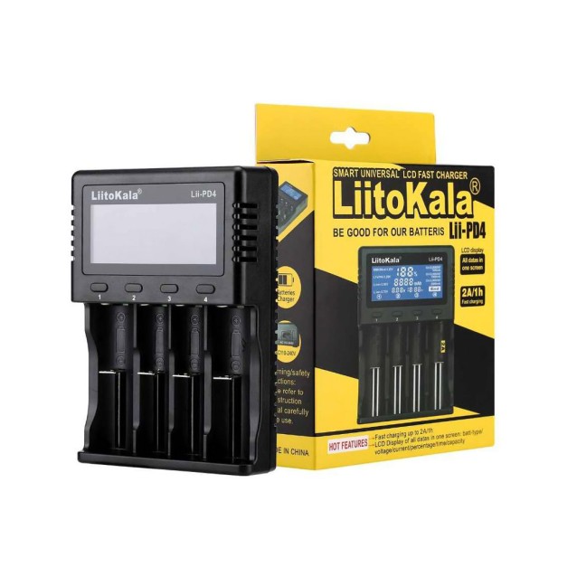 LIITOKALA φορτιστής LII-PD4 για μπαταρίες NiMH/CD, Li-Ion, IMR, 4 slots