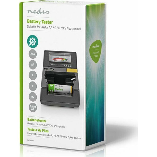 NEDIS BATE110 Tester μπαταριών ιδανικό για έλεγχο μπαταριών τύπου: AAA, AA, C, D, 9 V και button cell