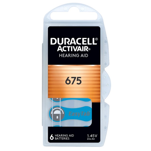 DURACELL μπαταρίες ακουστικών βαρηκοΐας Activair 675, 1.45V, 6τμχ