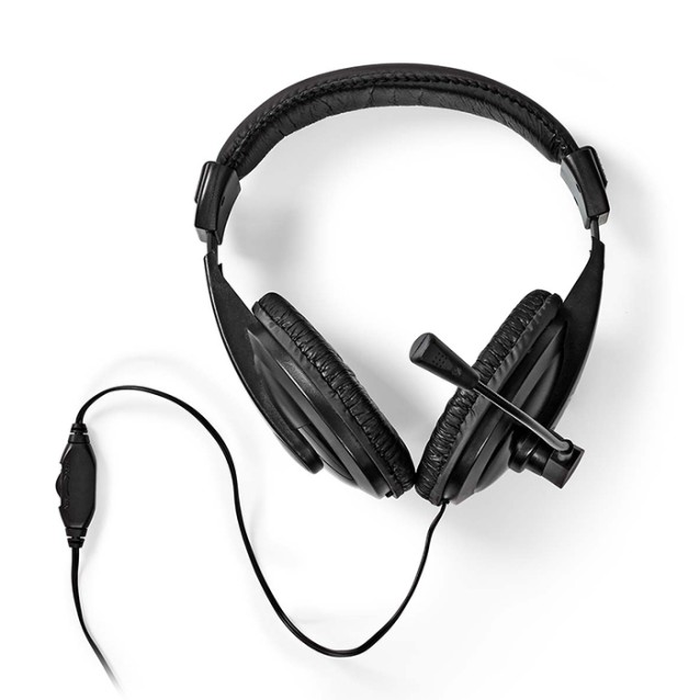 NEDIS CHST210BK Στερεοφωνικό over-ear headset με καλώδιο 1.80m, σε μαύρο χρώμα.