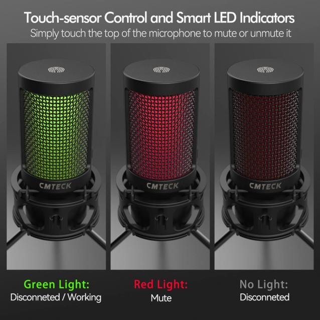 CMTECK επιτραπέζιο μικρόφωνο XM550 με pop φίλτρο, καρδιοειδές, USB, μαύρο