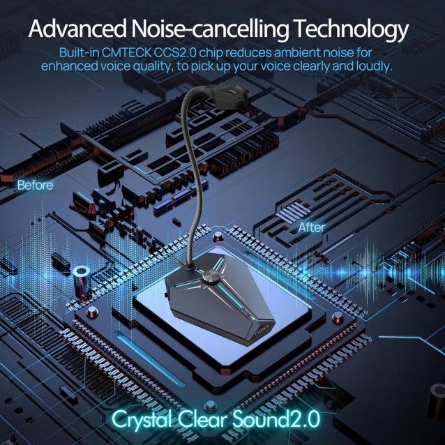 CMTECK επιτραπέζιο μικρόφωνο G006Plus με εύκαμπτο βραχίονα, omnidirectional, USB, μαύρο