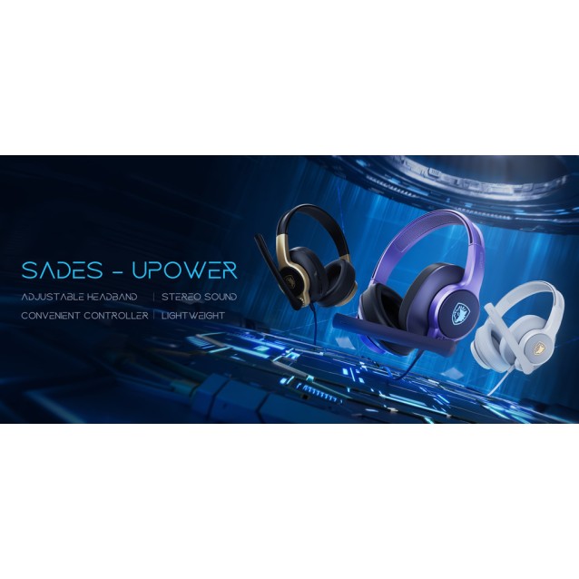 SADES gaming headset UPOWER, 3.5mm σύνδεση, 40mm, μωβ