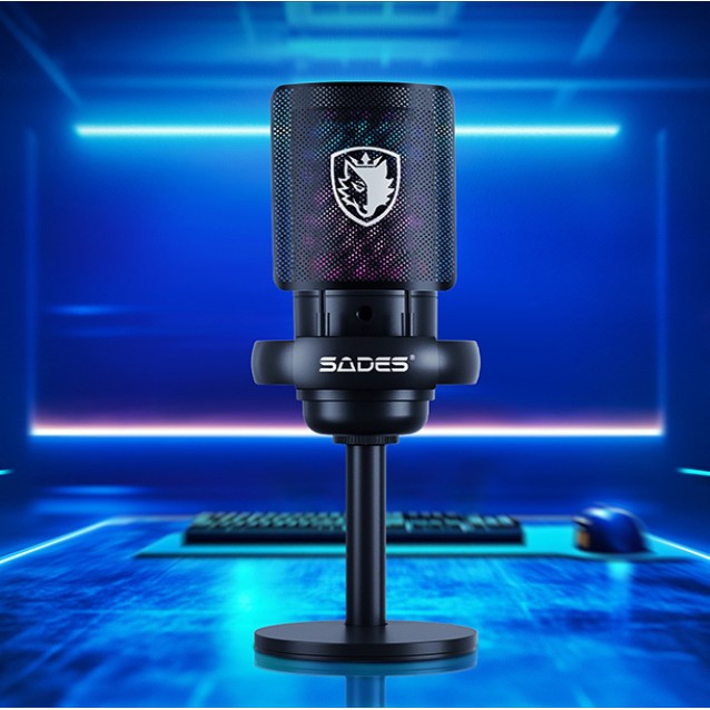 SADES gaming μικρόφωνο TYTO με βάση γραφείου & επιτραπέζια, pop φίλτρο, καρδιοειδές, USB, μαύρο