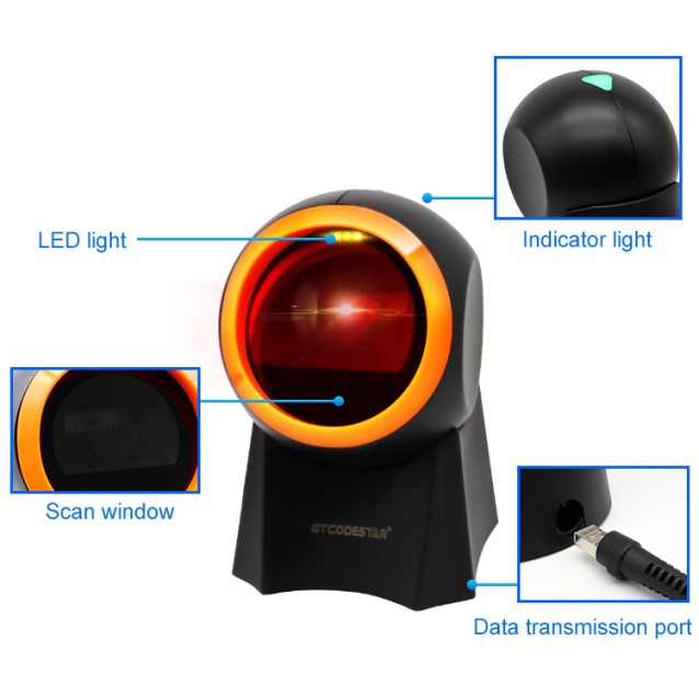 GTCODESTAR επιτραπέζιο barcode scanner GT-8800F, 1D & 2D, ενσύρματο, μαύρο