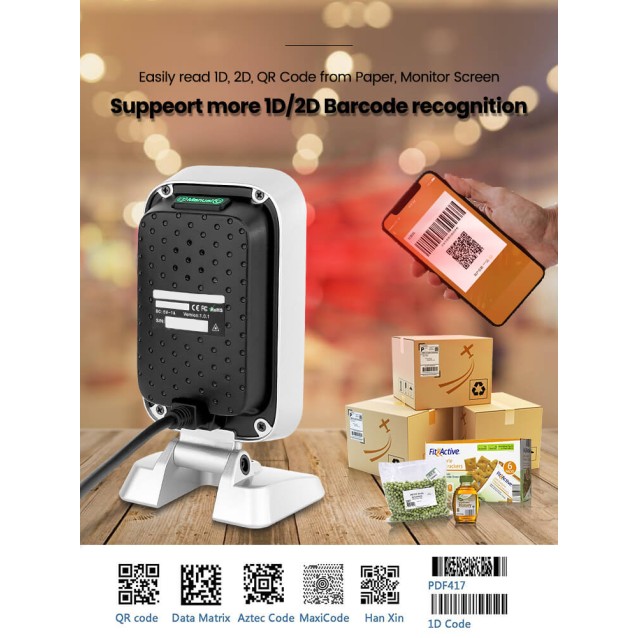 NG BAR-2403 BARCODE SCANNER ΠΑΓΚΟΥ ΟΡΘΟΓΩΝΙΟ, 2D, USB