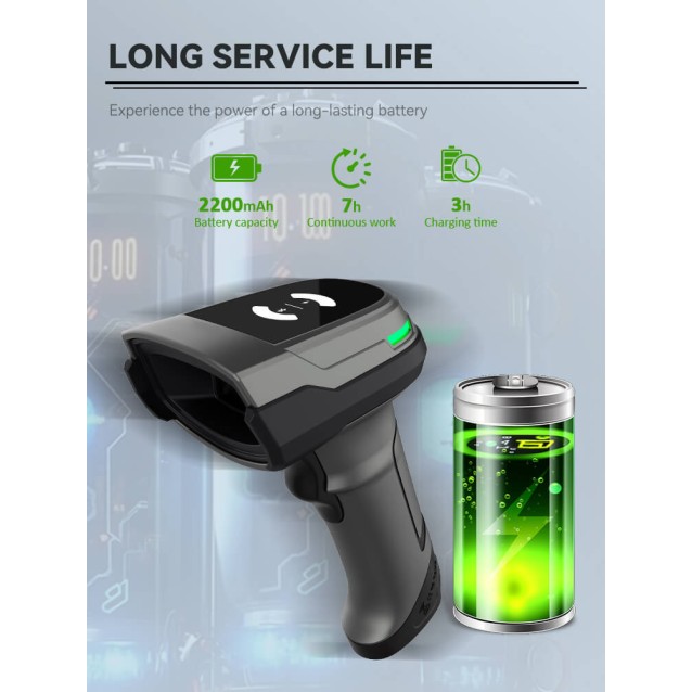 NG BAR-2405 ΑΣΥΡΜΑΤΟ BARCODE SCANNER, 2D, 2.4+ΒΤ, 2200 mAh