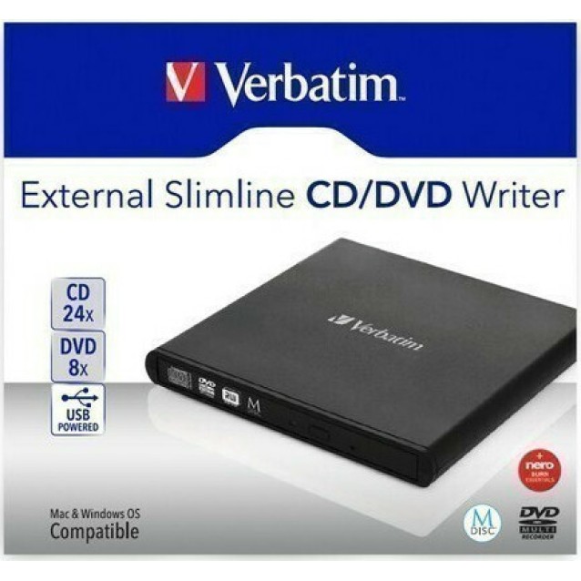 Verbatim Εξωτερικό CD-DVD Writer Drive USB 2.0 Μαύρο - 98938