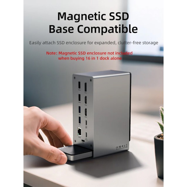CABLETIME docking station CT-DK181-AG, 16 θυρών, USB-C σύνδεση, 100W PD, 1000Mbps, MST, γκρι