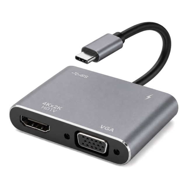 POWERTECH docking station CAB-UC101, 4 θυρών, USB-C, 4K, 100W, γκρι POWERTECH docking station CAB-UC101, 4 θυρών, USB-C, 4K, 100W, γκρι