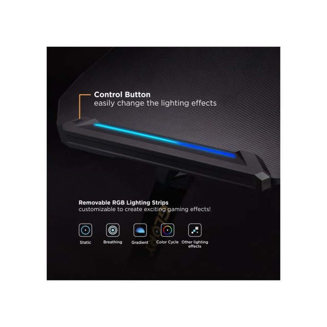 BRATECK gaming γραφείο Glory GMD04-1S, 1200x600mm, RGB, μαύρο