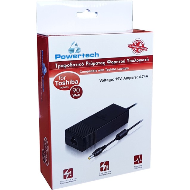 POWERTECH φορτιστής laptop PT-54 για Toshiba, 90W, 19V