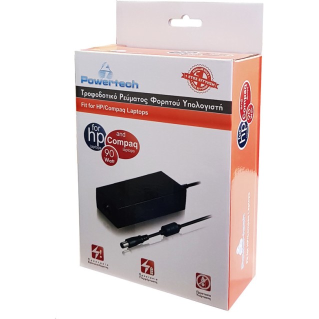 POWERTECH τροφοδοτικό laptop PT-119 για HP, 90W, 18.5V - 4.9A