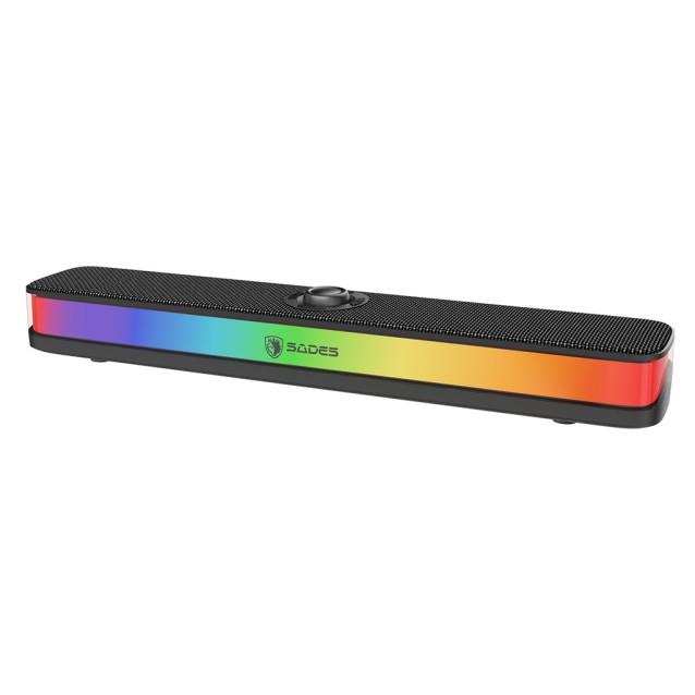 SADES soundbar Posevolt με RGB φωτισμό, 10W, Bluetooth & USB-C/USB, μαύρο