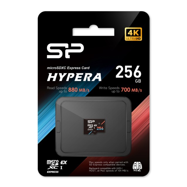 SILICON POWER κάρτα μνήμης microSDXC Express Hypera, 256GB, PCIe Gen 3x1, C10 UHS-I U3 A1 V30