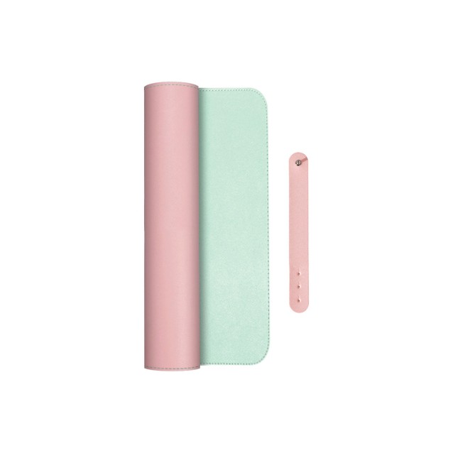 XL Δερμάτινο mousepad διπλής όψης, ροζ-πράσινο μέντας, 800x345x1.8mm.