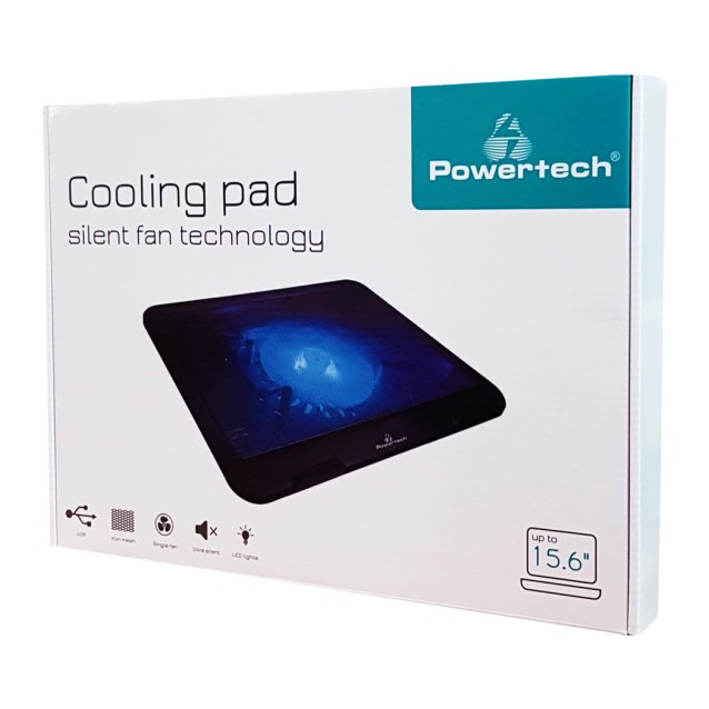POWERTECH Βάση & ψύξη laptop PT-740 έως 15.6", 125mm fan, LED, μαύρο