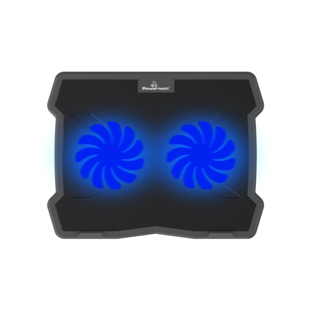 POWERTECH Βάση & ψύξη laptop PT-930, έως 15.6", 2x 125mm fan, LED, μαύρο