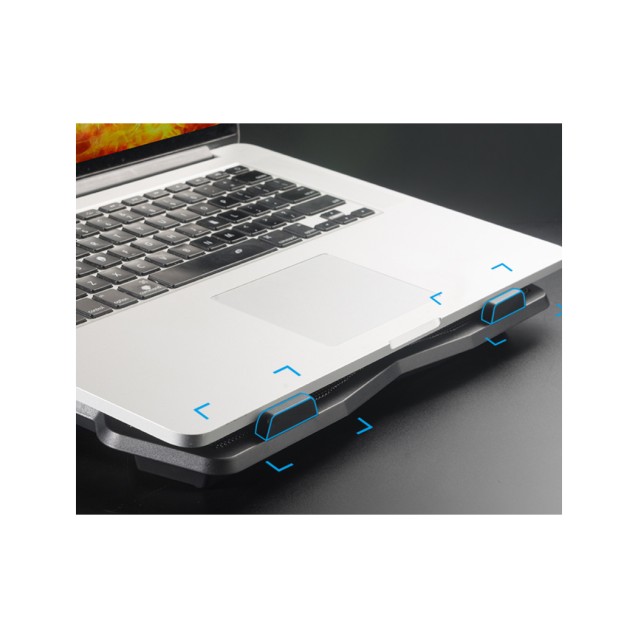 POWERTECH Βάση & ψύξη laptop PT-930, έως 15.6", 2x 125mm fan, LED, μαύρο