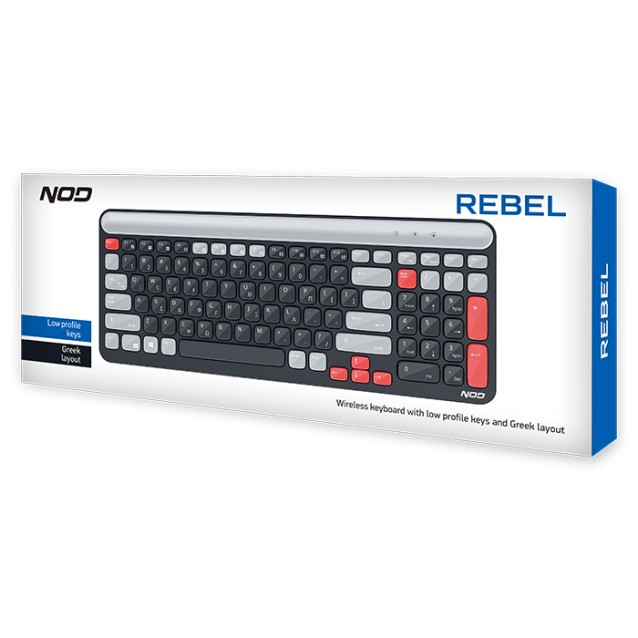 NOD REBEL Ασύρματο πληκτρολόγιο με πλήκτρα χαμηλού προφίλ και ελληνικό layout