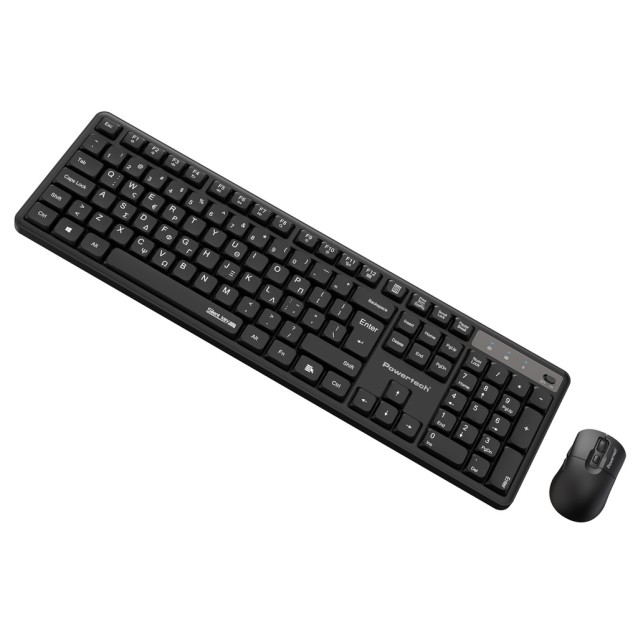 POWERTECH set ασύρματο ποντίκι & πληκτρολόγιο PT-1541, 2.4GHz, αθόρυβο, μαύρο