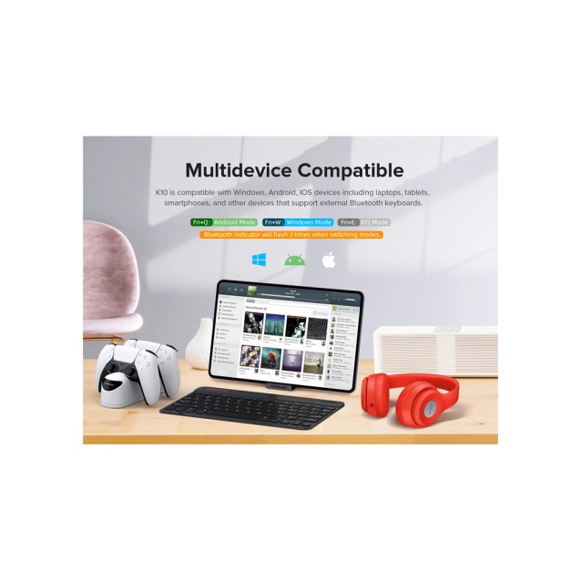 TECLAST ασύρματο πληκτρολόγιο K10, Bluetooth, 25x15cm, μαύρο