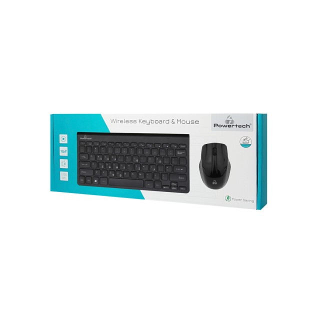 POWERTECH set ποντίκι & πληκτρολόγιο PT-940, ασύρματο, 1200dpi, μαύρο