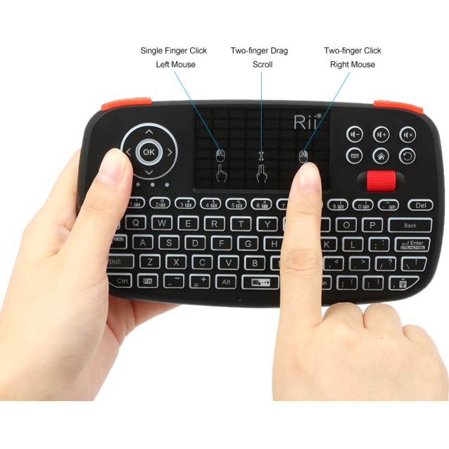 RIITEK ασύρματο mini πληκτρολόγιο i4, backlit, Bluetooth & 2.4GHz, μαύρο