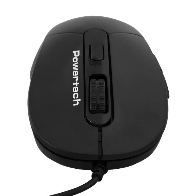POWERTECH ενσύρματο ποντίκι PT-1467, οπτικό, έως 1600DPI, μαύρο