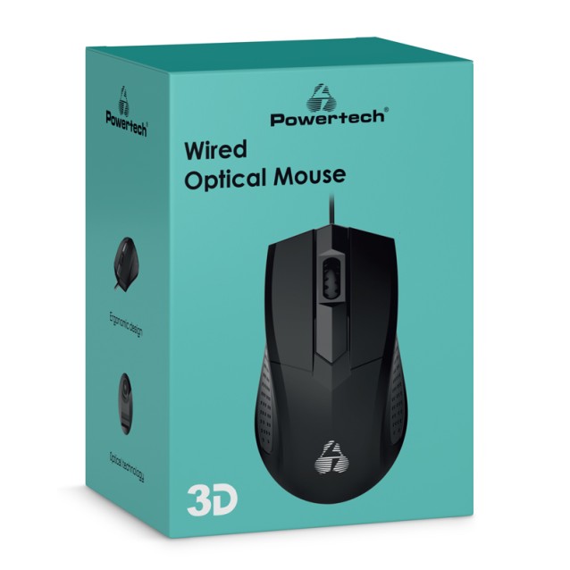 POWERTECH ενσύρματο ποντίκι PT-1077, οπτικό, 1000DPI, μαύρο