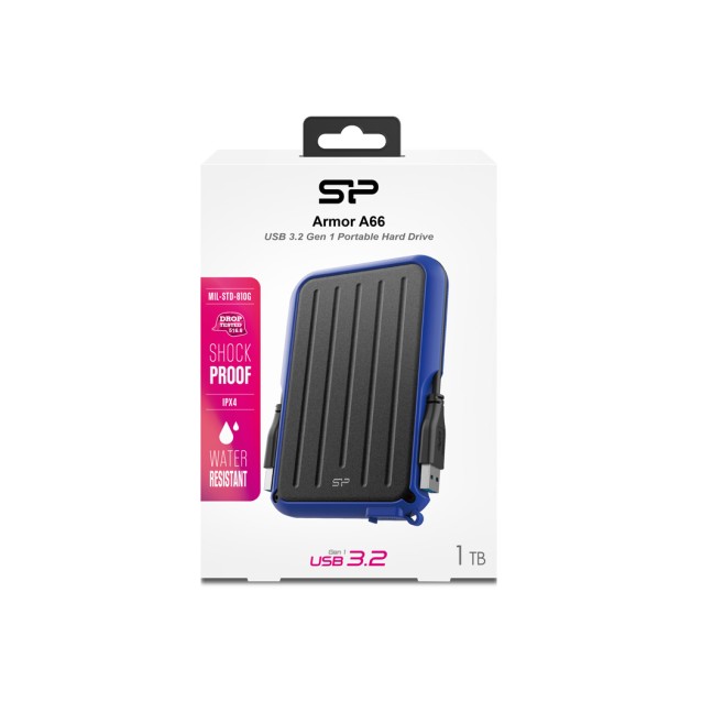 SILICON POWER εξωτερικός HDD Armor A66, 1TB, USB 3.2, μπλε