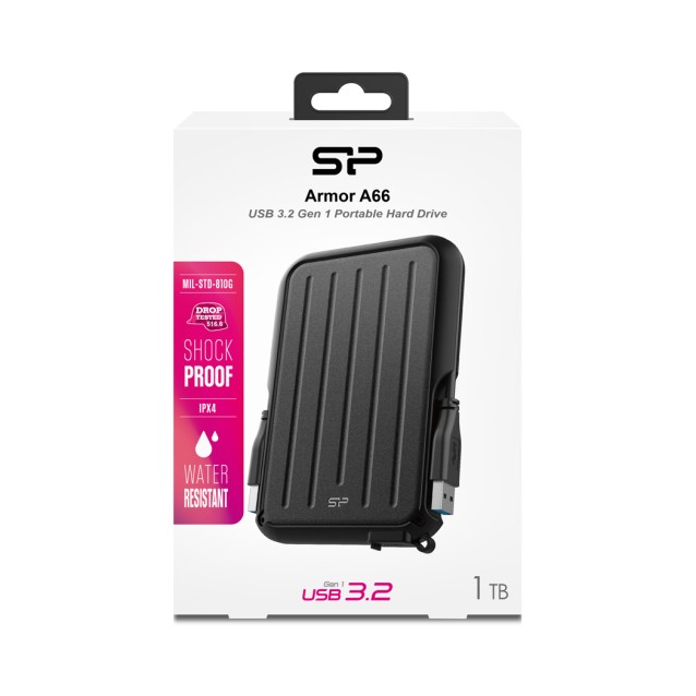 SILICON POWER εξωτερικός HDD Armor A66, 1TB, USB 3.2, μαύρος