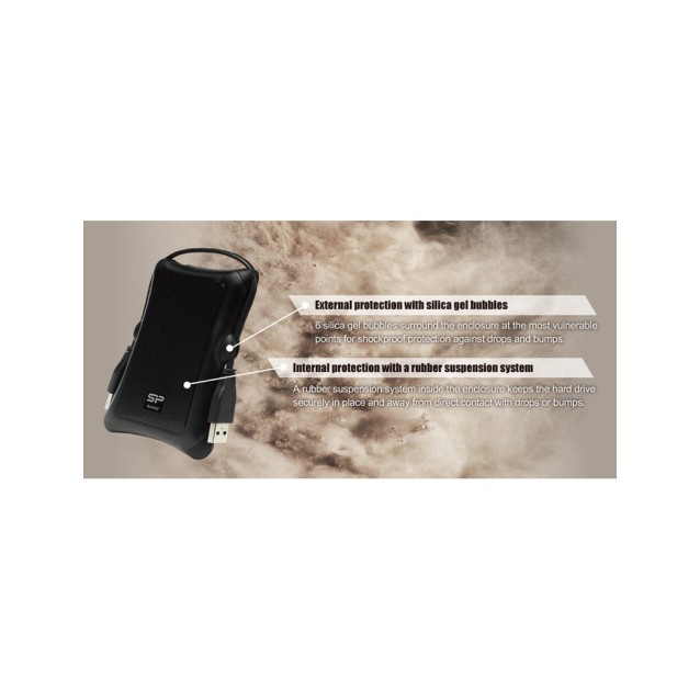 SILICON POWER εξωτερικός HDD Armor A30, 1TB, USB 3.2, μαύρος