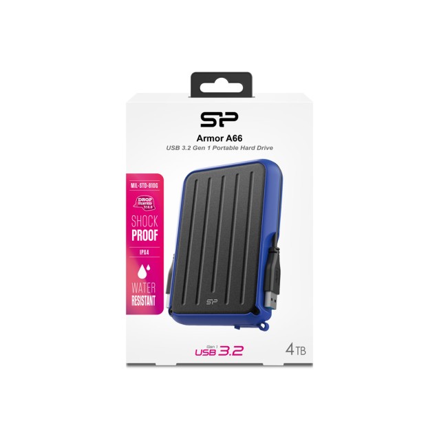 SILICON POWER εξωτερικός HDD Armor A66, 4TB, USB 3.2, μπλε