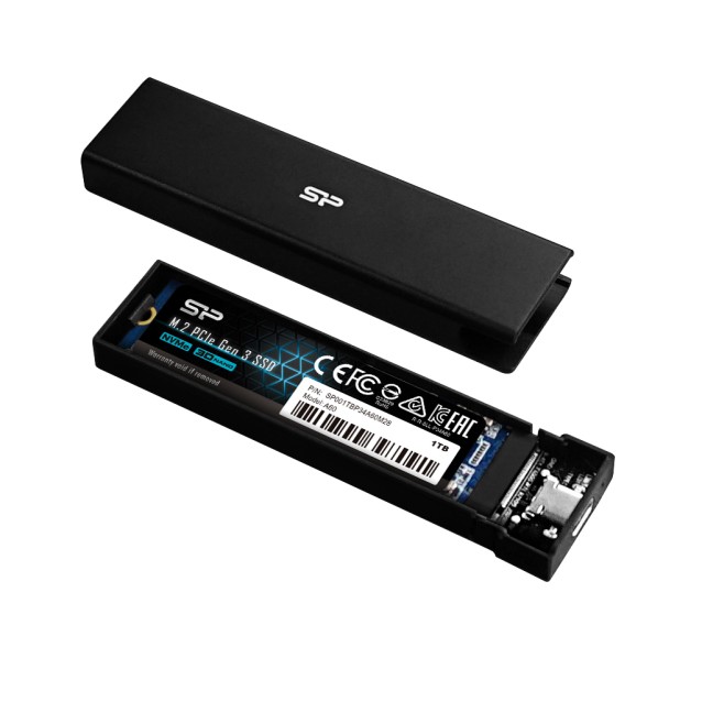SILICON POWER θήκη για M.2 PCIe NVMe/SATA SSD PD60, tool free, 10Gbps, μαύρη