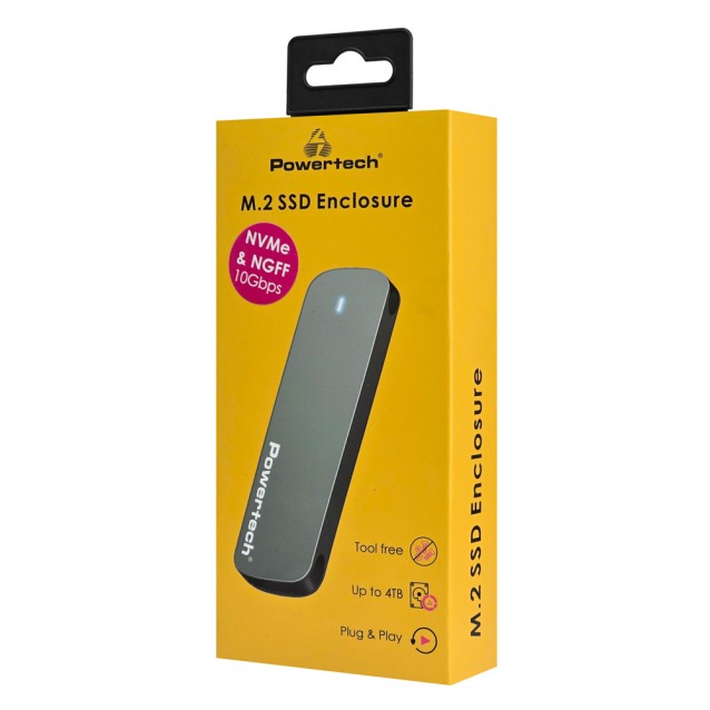 POWERTECH θήκη για M.2 SATA/NVMe SSD PT-1375, 10Gbps, γκρι
