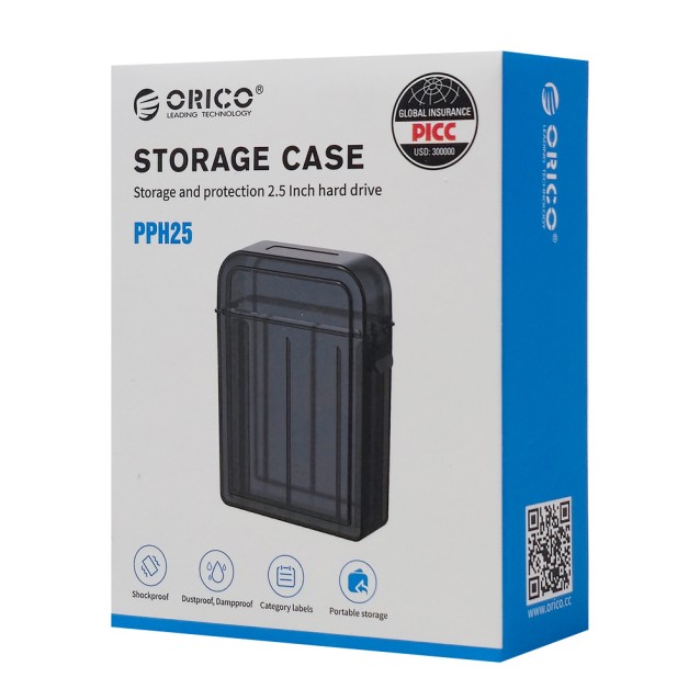 ORICO θήκη προστασίας για 2x 2.5" HDD PPH25, γκρι/διάφανη