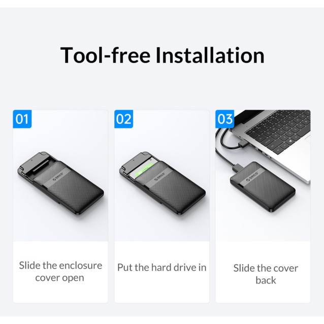 ORICO θήκη για 2.5" SATA HDD/SSD 2577C3-V1, 6Gbps, μαύρη