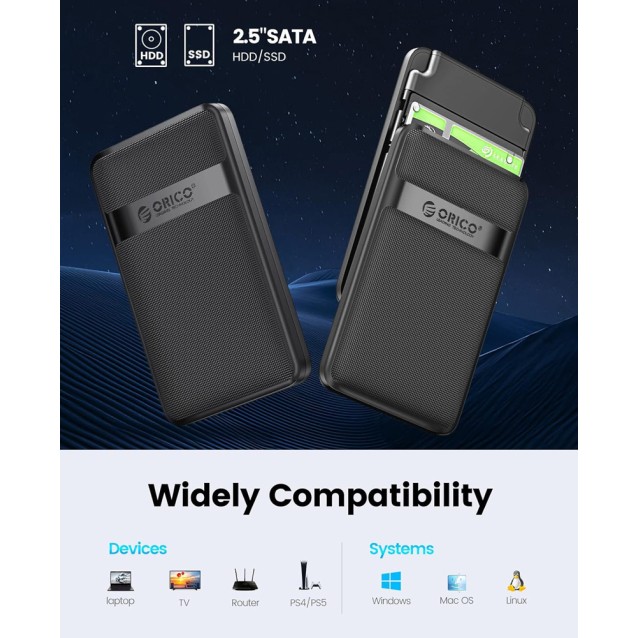 ORICO θήκη για 2.5" SATA HDD/SSD 2577C3-V1, 6Gbps, μαύρη